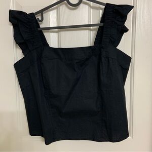 Torrid Lovesick Black Crop Top Ruffle Straps Elastic Back 0X New